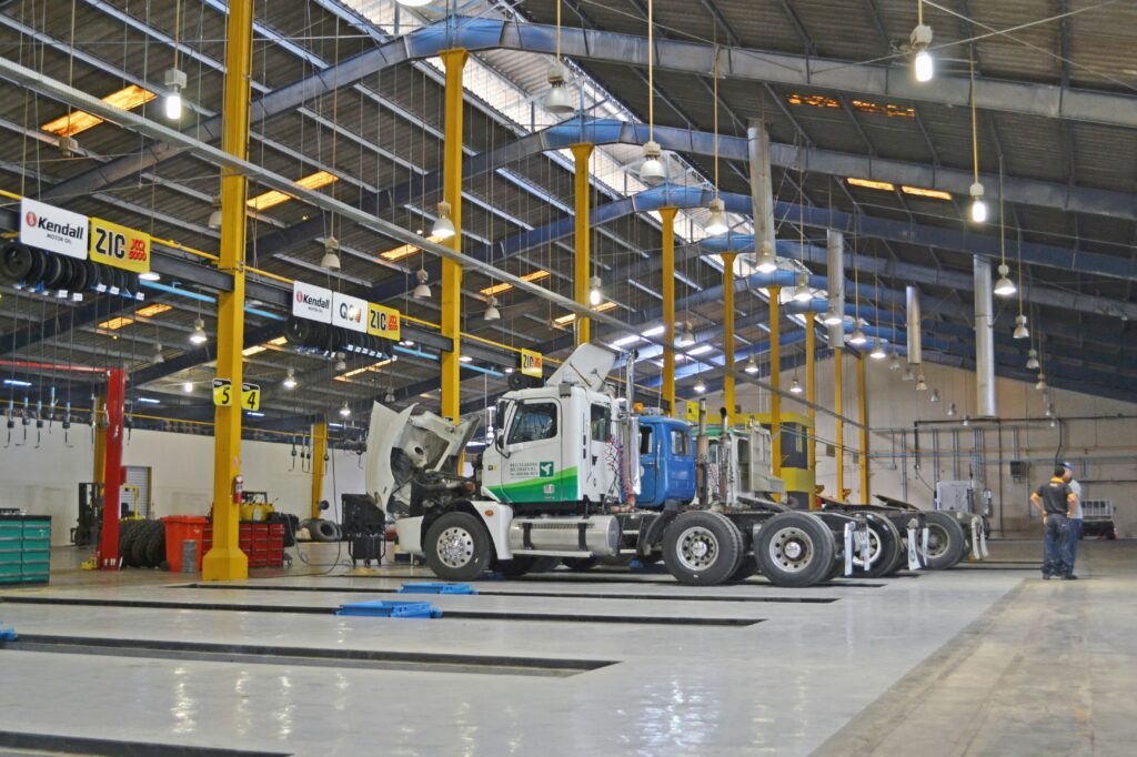 freight truck inside structure